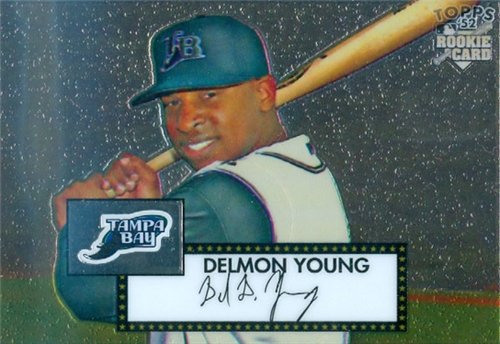 Delmon Young Autographed/Hand Signed 2007 Topps 0898/1952 Rookie Baseball Chrome Card