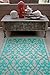 Fab Habitat Venice Indoor/Outdoor Recycled Plastic Rug, Cream & Turquoise, (4' x 6')
