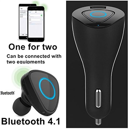 Vivinature 2-in-1 Wireless Car Charger Bluetooth Headphone Hands-free Stereo Headset Wireless Car Charger Bluetooth Earbuds Compatible with Table PC, iPhone, Android, Smart Watch and ect.(Black)