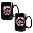 New York Mets 2pc Black Ceramic Mug Set - Primary Logo MLB Baseball