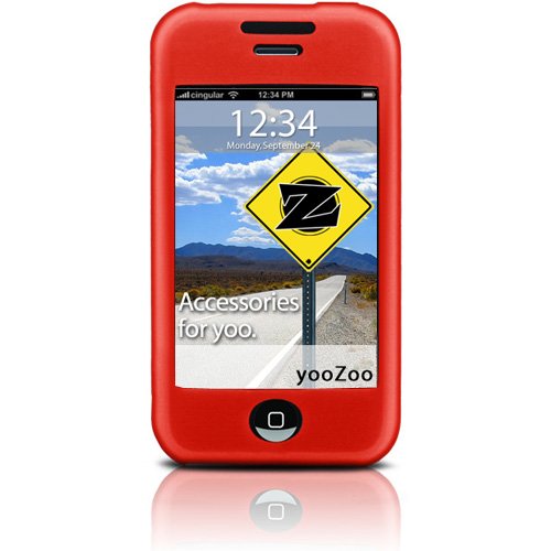 yooZoo Silicone Skin Case for Apple iPhone (1G) 8GB and 16GB, with Screen Protector - Mesa Red