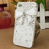 3d Crystal Iphone Case for At&t Verizon Sprint Apple Iphone 4/4s White Bow