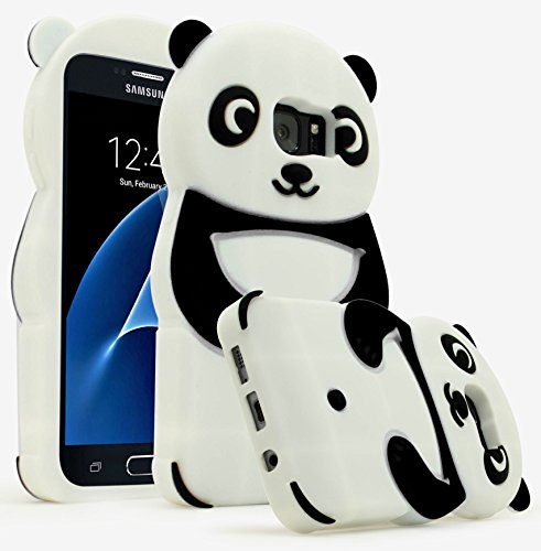 Samsung Galaxy S7,Bastex Black and White Silicone Panda Character Case Cover for Samsung Galaxy S7