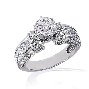 2.35 Ct Round Cut Diamond Engagement Ring Vintage Style Pave Set 14K SI1 GIA
