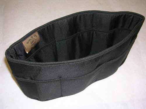 Purse To Go® purse organizer insert transfer liner-ENCLOSED BOTTOM- BUCKET TYPE- Large size (12″L x 6″H x 3.5″W) (PP-Black)
