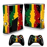#7: Protective Vinyl Skin Decal Cover for Microsoft Xbox 360 S Slim + 2 Controller Skins Skins Rasta Flag