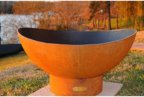 Fire Pit Art - Scallops Artistic Style Fire Pit With Amish Fire Pit Tools &amp; Chanasya Polish Cloth Bundle