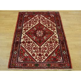 3'3 x 4'8 Ivory Persian Hand Knotted Wool Mehraban Rug