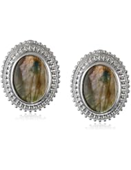 White Bronze Labradorite Earrings