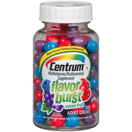 Centrum Flavor Burst Mixed Fruit Multivitamin/Multimineral Supplement Adult Chews 120 ct (Pack of 3)