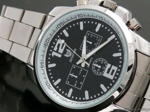 AVIATOR UHR HERREN FLIEGERUHR CHRONOGRAPH LOOK NEU&OVP!