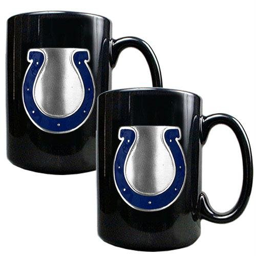 NFL Indianapolis Colts Two Piece Black Ceramic Mug Set - Primary Logo