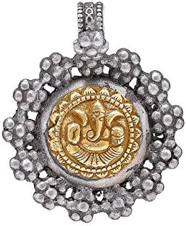 Jewels Of Jaipur Women's Jewels Of Gypsy Oxidized Silver Plated Antique Ganesh Pendant Yellow Color Jewelry