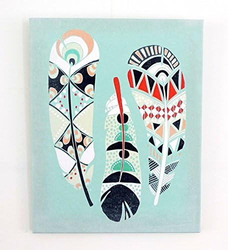 Native North American Wall Art Print, Three Feathers, Framed and Mounted Canvas