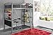 DHP Studio Loft Bunk Bed Over Desk and Bookcase with Metal Frame, Gray, Twin