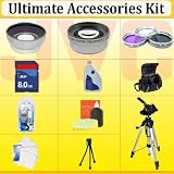 ULTIMATE 8GB ACCESSORIES KIT INCLUDING WIDE ANGLE MACRO LENS, 2X TELEPHOTO LENS, FILTERS SET, 8GB SDHC + MEMORY CARD READER, VIDEO LIGHT, SOFT CARRYING CASE & DIGITAL CLEANING KIT FOR SELECT JVC CAMCORDER !!!