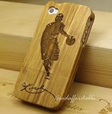 Kobe 24 NBA Basketball Player 2 Natural Handmade Hard Wood Bamboo Case Cover Protective Shell for Iphone 4 /4s