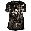 Elvis Presley Black Leather Big Print Subway T-Shirt In Black