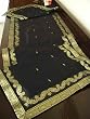 Black Sari tablerunner with golden trim / tassels