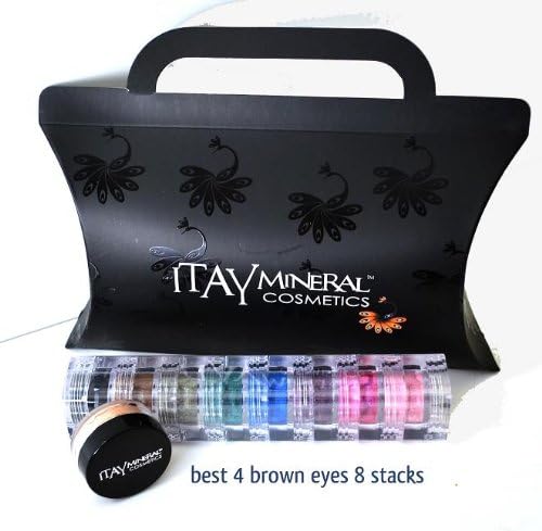 Itay Beauty Mineral Eye Shadow 8 Stacks Shimmers Color: "Best 4 Brown"eyes + Travel Size Foundation Mf-9 Taramisu
