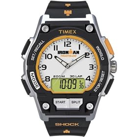 Timex - T5K200 SU Ironman Endure Shock DUAL 30 LAP - Quartz digitale Homme - Bracelet en r�sine noire
