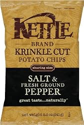 Kettle Krinkle Cut Chips, Salt & Fresh Ground Pepper, 8.5-Ounce Bags (Pack of 12)
