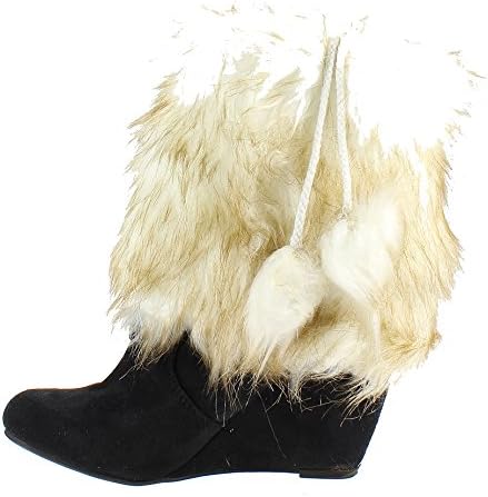 Q Collection® Womens Faux Fur Leg Warmer Fur Cover Cuff With Poms Snow Boots Shoes