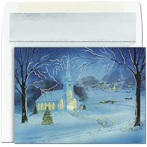 Church Scene Religious Christmas Cards -