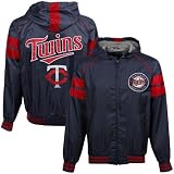 MLB Minnesota Twins Navy Blue Flea Flicker Full Zip Hoodie Jacket (Medium)