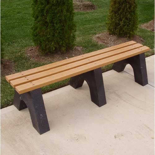 Jayhawk Plastics Recycled Plastic Commercial Backless Park Bench Color - Cedar