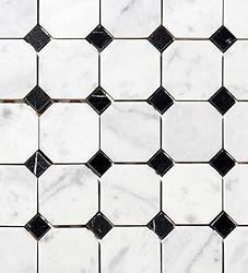 CARRARA (CARRERA) MARBLE 2" OCTAGON HONED MOSAIC