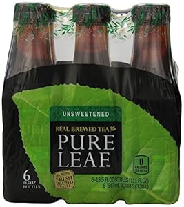 Lipton PureLeaf Iced Tea, Unsweet, 18.5 oz Bottle, 6 Count