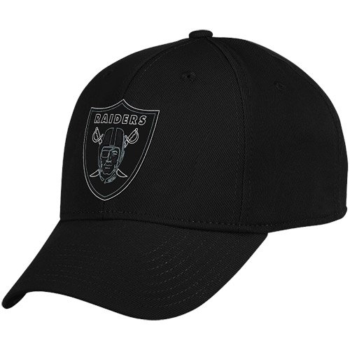 NFL Men's Oakland Raiders End Zone Black Structured Flex Hat - Tw90Z (Black, Large/X-Large)