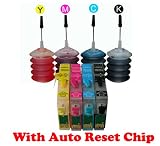 4 US Patented Empty #69 Refillable Ink Cartridges with Auto Reset Chips and 4x30ml Nano Refill Ink for Epson Printers
