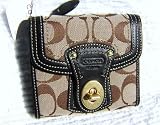 Coach Legacy Signature French Purse Turn Buckle Wallet 41956 Khaki Black