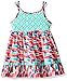 Youngland Girls' Crochet Knit to Poplin Dress with Beaded Waistline