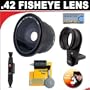 .42x HD Super Wide Angle Fisheye Lens + Lenspen Cleaning System + Deluxe DB ROTH Accessory Kit For The Minolta Dimage X20, X31, F100, F200, F300 ,E203, E223, E323, KD-200 Digital Cameras