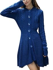 Long Sleeves Stretchy Elasticized   Waistline Acrylic/Wool/Knit  Dress
