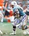 Earl Campbell Autographed/Hand Signed Houston Oilers 8x10 Photo (Blue Jersey Action) with HOF 91 Ins