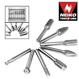 Pro Grade 8pc Double Cut Carbide Rotary Burr Set w/ 1/4 shank