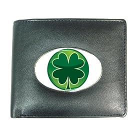 Wallet / Billfold of Green Shamrock (Celtic, Club, Gold, Irish, Ireland, Little, Charm, Cross, Four Leaf Clover, Jewelry, Necklace, Pendant, Ring, Tattoo, Diamond, Designs, Charm, Lucky, Luck)