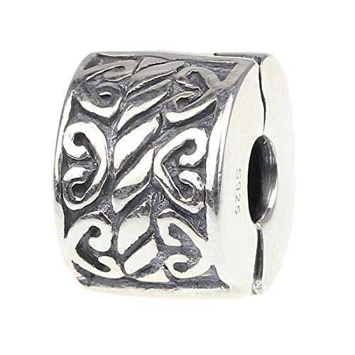 Beads Hunter 925 Sterling Silver Corinthian Hearts Clip Stopper For European Bracelet