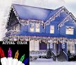 Set of 150 Twinkling Multi-Color Icicle Christmas Lights - White Wire
