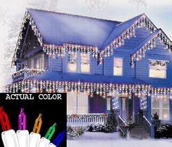Set of 150 Twinkling Multi-Color Icicle Christmas Lights - White Wire