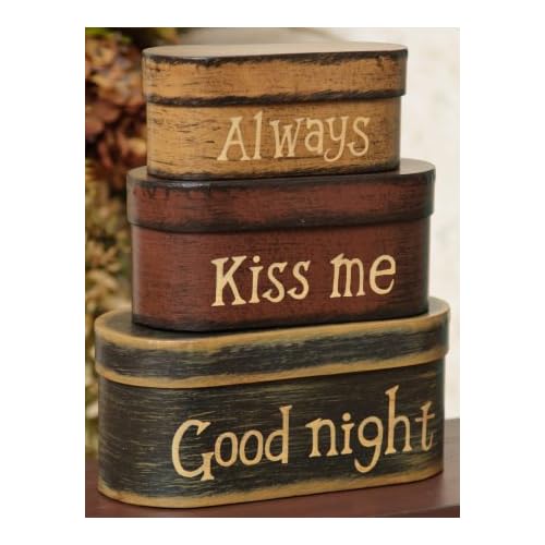 Your Hearts Delight Always Kiss Me Good Night Nesting Boxes, 8 by 31/2 by 31/2
