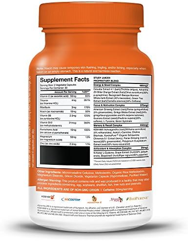 Brain Forza's Study Juice® v3.0, 90 Veggie Caps - Focus, Memory and Energy - The Best Supplement for Studying