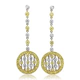 18k Gold White and Yellow Diamond Circle Drop Earrings (GH, SI, 1.16 carat)