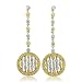 18k Gold White and Yellow Diamond Circle Drop Earrings (GH, SI, 1.16 carat)