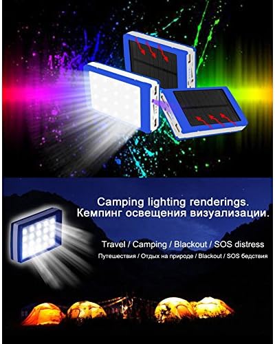 Solar Charger with Big LED Light, DT® 38,000mAh Portable Dual-Port Solar Charger Fire/Explosion/Shock/Dust Resistant Solar Panel Charger Light-Charging External Battery Charger Backup Battery Power Bank with Waterproof Case & 3-in-1 Charging Cable for All Apple Devices iPhone 6 Plus iPhone 6 5S 5C 5 4S, Samsung Galaxy S6 S5 S4 S3 Note 4 3, LG G3, Nexus, HTC One M9, Sony, Nokia, Gopro, GPS and other Android Phones and Tablets