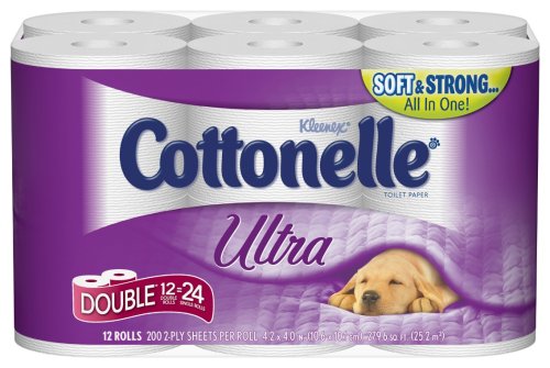 Kleenex Cottonelle Ultra Double Roll, 200 Sheets, 12 Packs (Pack of 4)